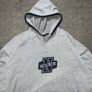 Vintage 90's Nike Center Swoosh Spellout Gray  Hoodie Mens 2XL Baggy Rare